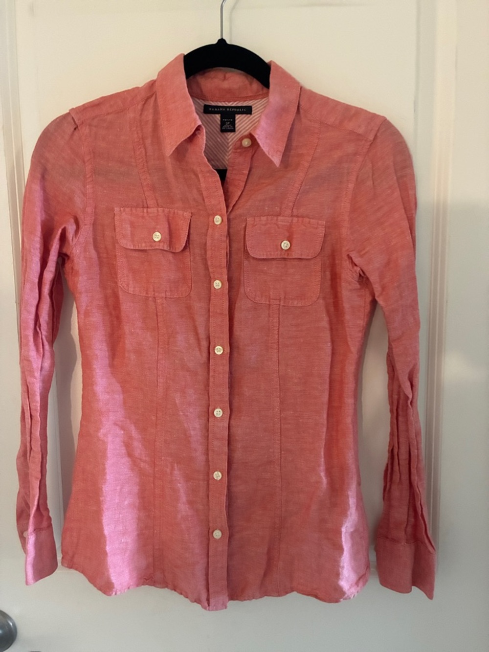 Banana Republic Coral Pink Button-Front Shirt